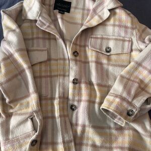 Sanctuary Cream and Pink Plaid Shacket